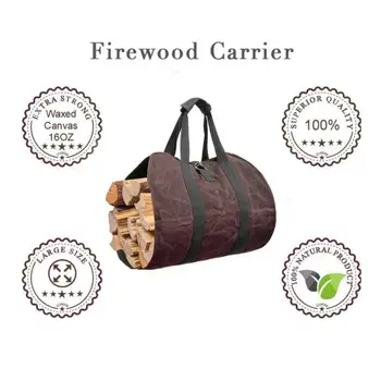 Чанта за транспорт на дърва за огрев, Чанта за съхранение на дърва за огрев, Чанта за съхранение на дърва на открито, холщовая чанта-тоут, дървени переноска, Здрава чанта за огрев Firepalce