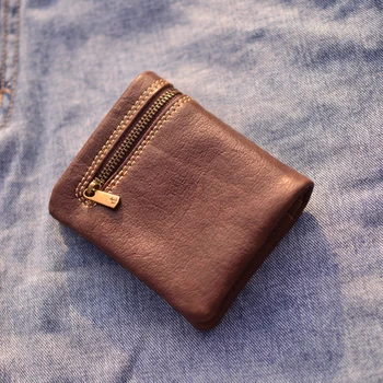 AETOO, мъжки кожен клатч, мека кожена чанта в стил ретро, кратък портфейл от кожа растително дъбени, ежедневна чанта за мобилен телефон, лесна гр