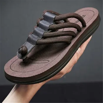 Мъжки сандали-гладиатори Sandalias Hombre за мъже; лятна плажна обувки в римски стил; чехли на равна подметка; чехли-пързалки