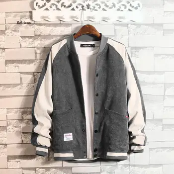 Бейзболна сако, мъжко палто в стил мозайка с копчета за колеж, мъжко яке-бомбер, голям размер M-3XL, модерно яке за мъже