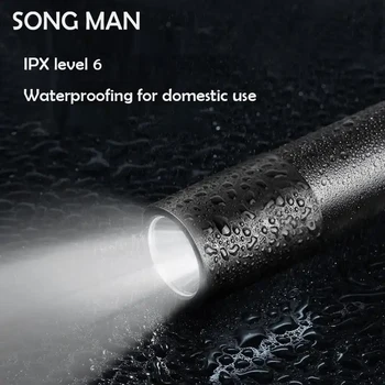 Акумулаторна фенерче, водоустойчив мини-лампа, 3 режима на USB зареждане, фенерче с вградена батерия, алуминиев фенер SONG MAN