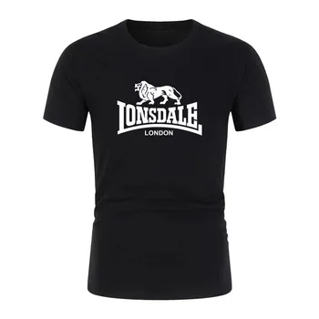 Мъжки t-shirt, Нова Памучен Тениска с Логото на LONSDALE, Ежедневни Лятна Мъжка Тениска с Къс Ръкав В Стил Харадзюку, Висококачествена Тениска Унисекс