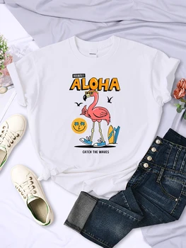 Хавай Алоха Catch The Waves/ на женската риза, ежедневни блузи в стил хип-хоп, ежедневни спортни меки дрехи, модни дишащи дамски обувки с къс ръкав