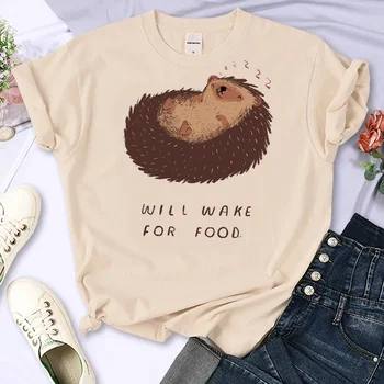 Женска тениска с ежом, тениска Y2K, смешно графика, градинска дрехи за момичета